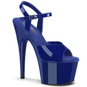 Pleaser Adore-709 – Niebieskie lakierowane sandały (obcas 17,8 cm)