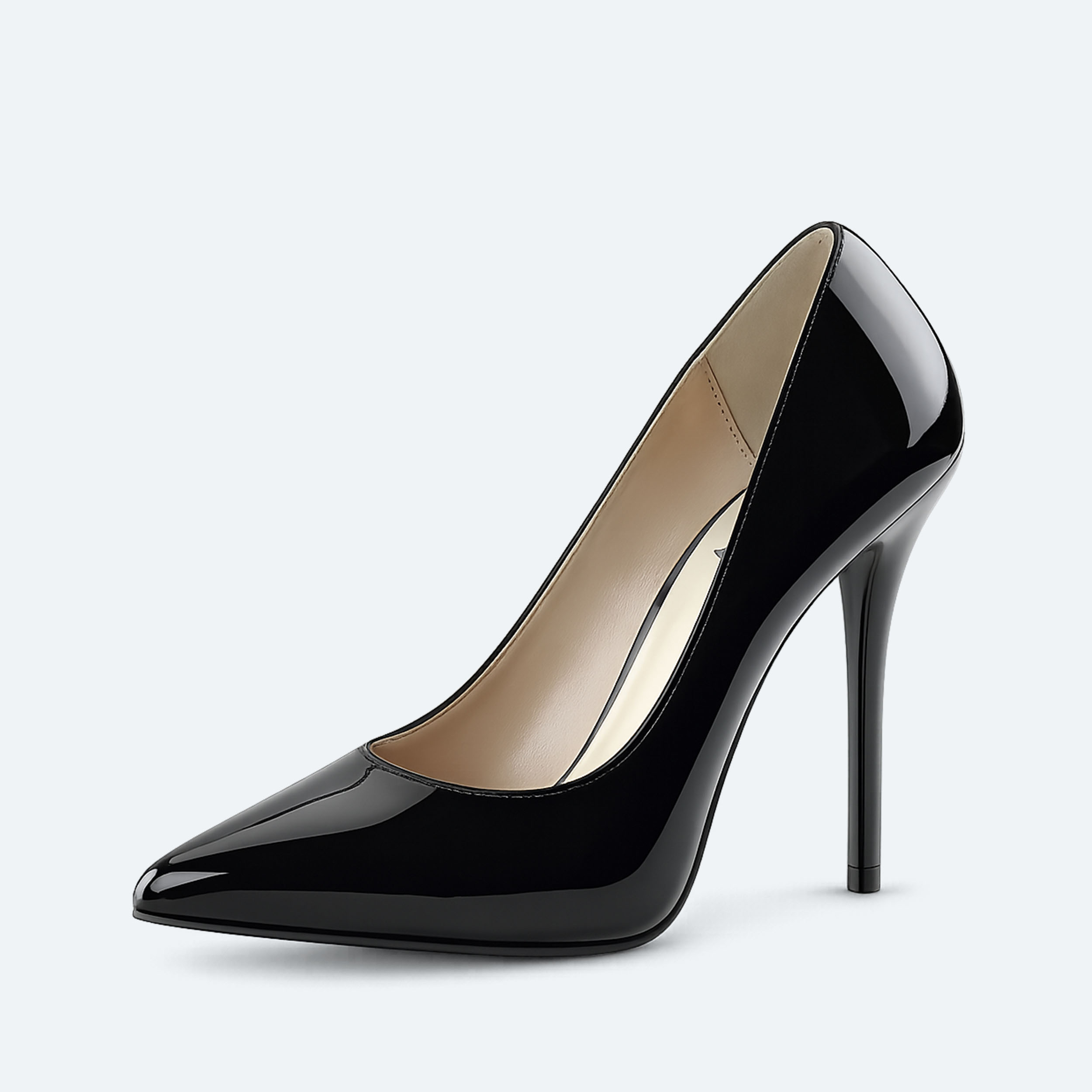 Pleaser Amuse-20 – Czarne lakierowane czółenka (obcas 12,7 cm)