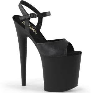 Pleaser Flamingo-809 – Black matte sandals (heel 20 cm)