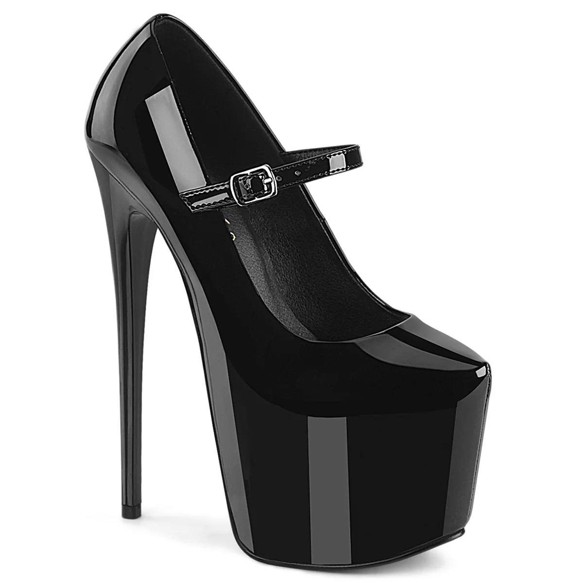 Pleaser Jubilant-28 - Czarne lakierowane czółenka (obcas 18 cm)