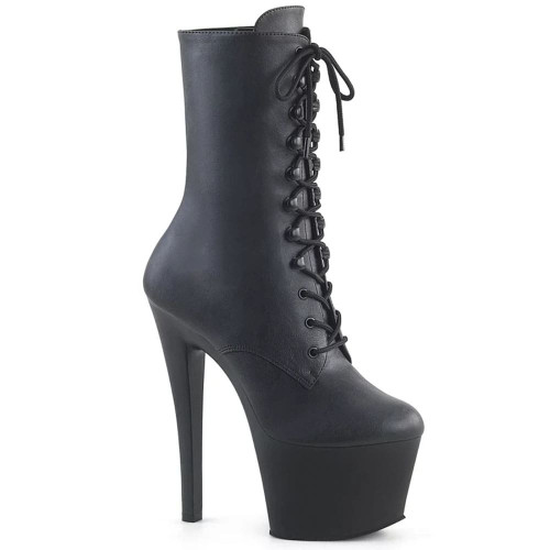 Pleaser Sky-1020 – Czarne matowe botki (obcas 17,8 cm)