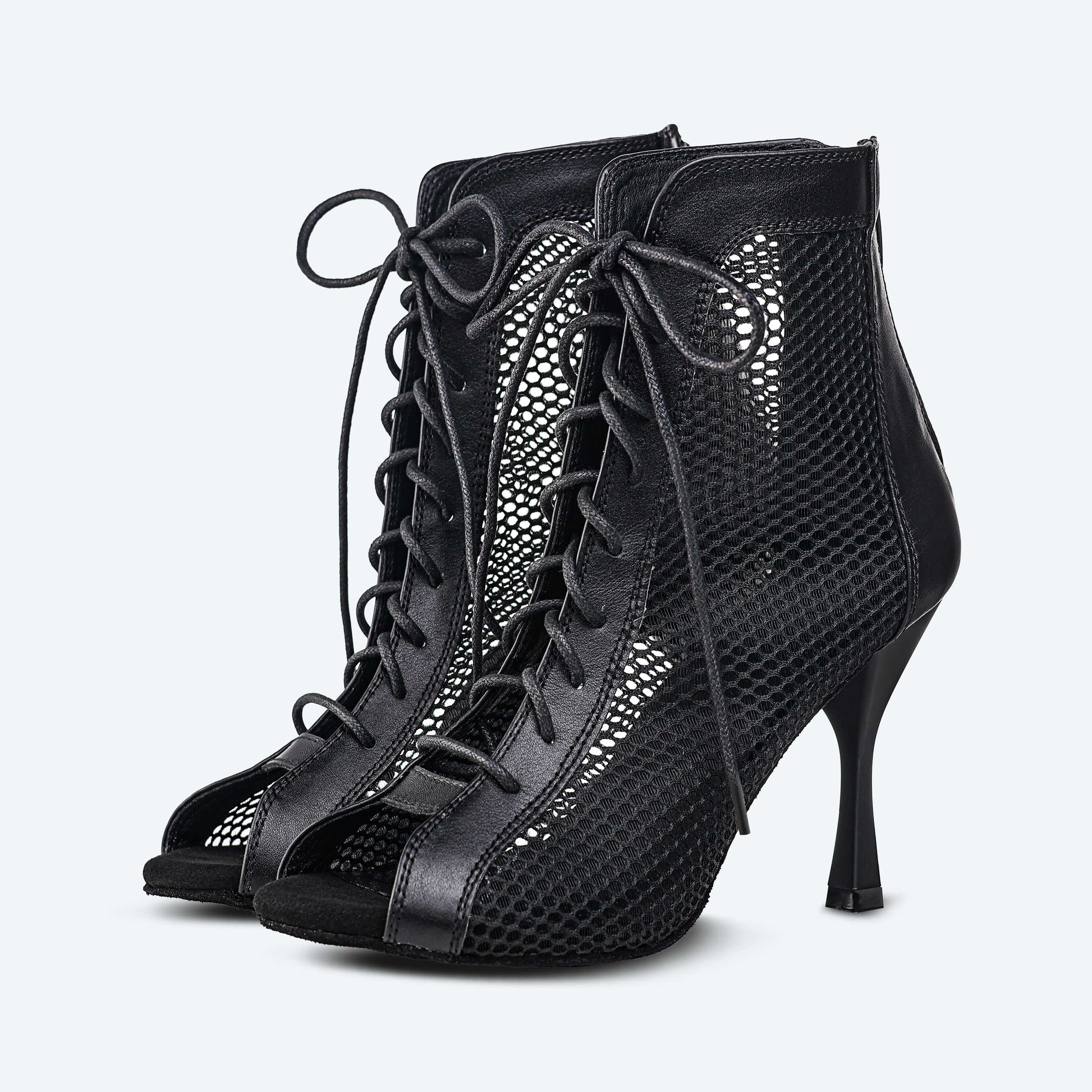Amsterdam – czarne skórzane High Heels z siateczką 3D (9 cm)