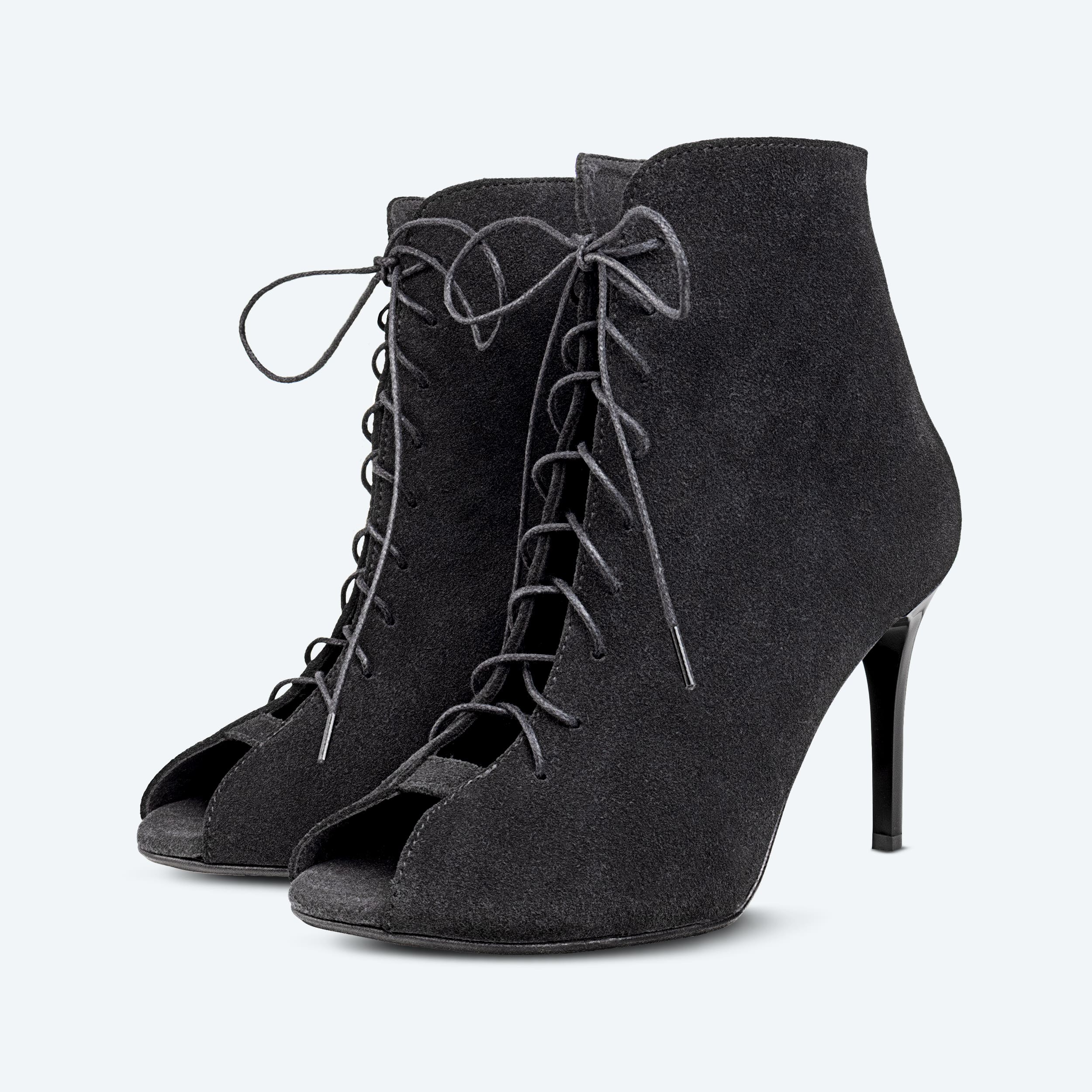 Bourree – black High Heels made of genuine suede with a hard sole (heel 9 cm)