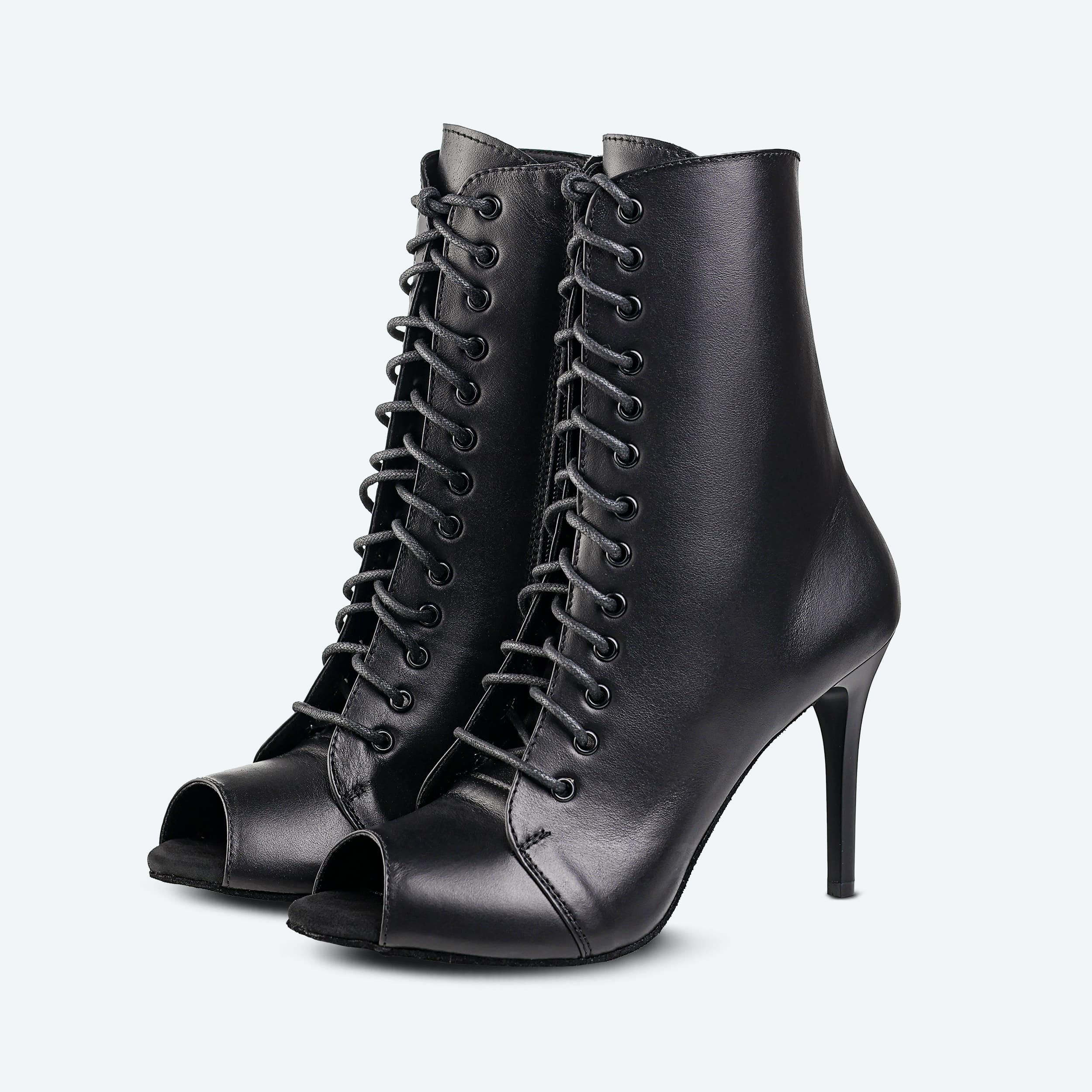 Catwalk Heels – Black Leather High Heel Bootie (heel 9 cm)