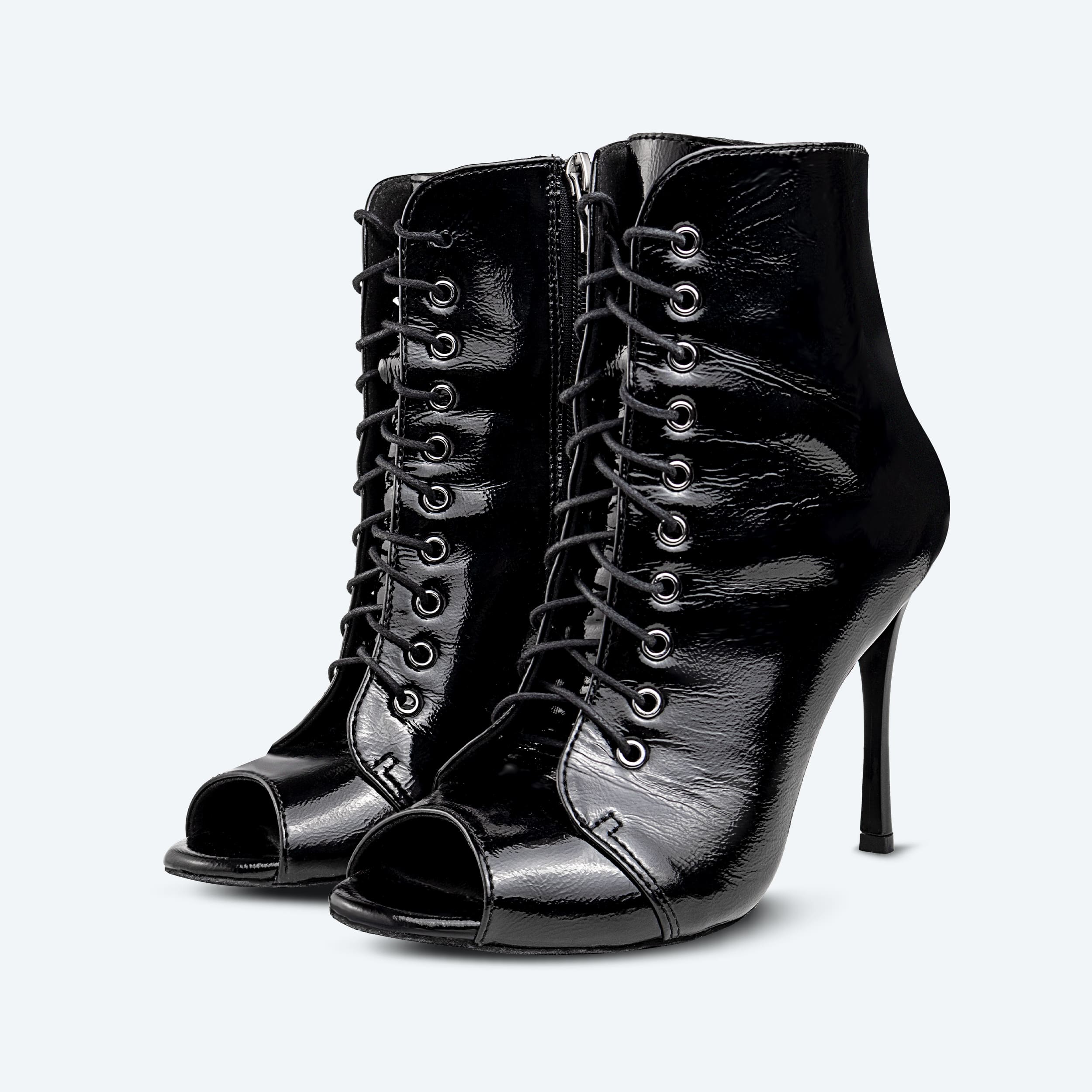 Glossy Goddess - czarne High Heels z prawdziwej skóry lakierowanej (10 cm)
