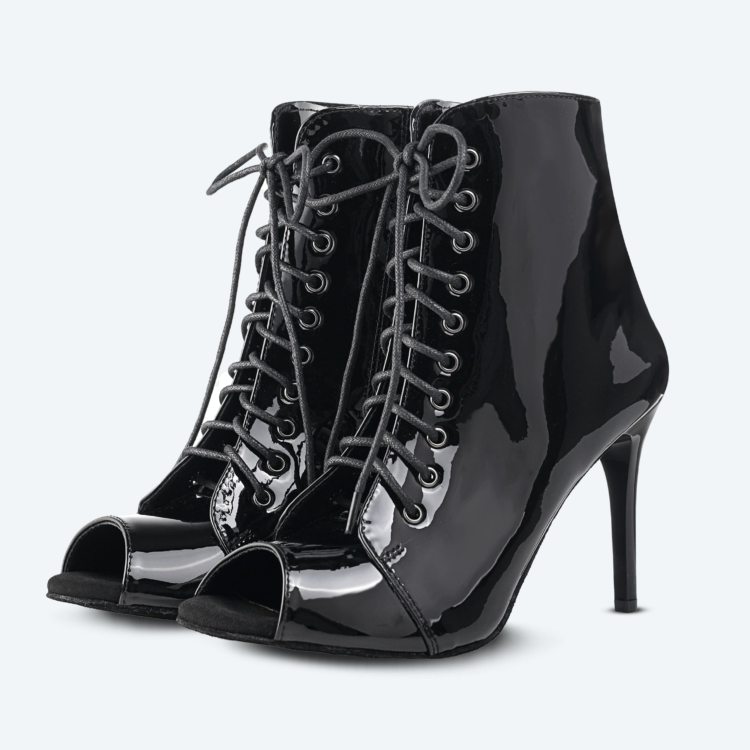 Glossy Heels Vegan – Czarne szpilki z lakowanej skóry wegańskiej (9 cm)