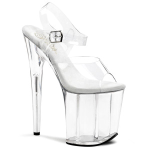 Pleaser Flamingo-808 – Przezroczyste/przezroczyste sandały (obcas 20 cm)